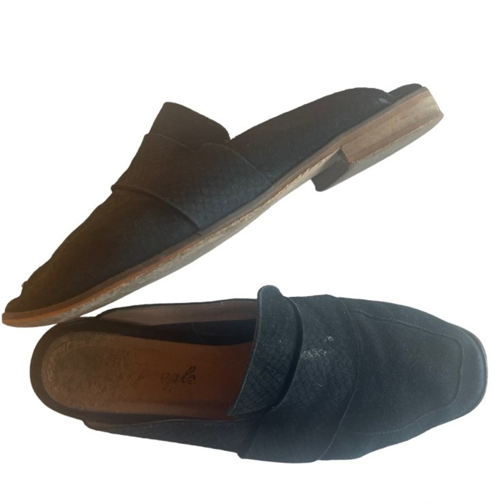 Free People Black Suede Slip Ons/ Slides.  Size 38